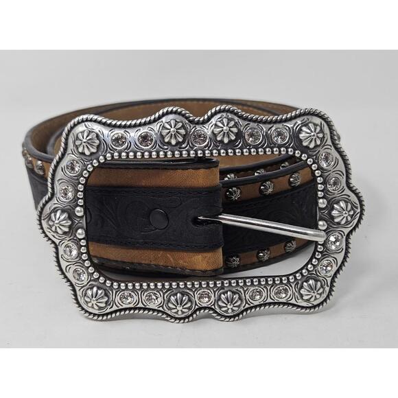 Justin Boots Accessories - VTG Justin Western Black Leather Belt Abilene C20853 USA Size 30